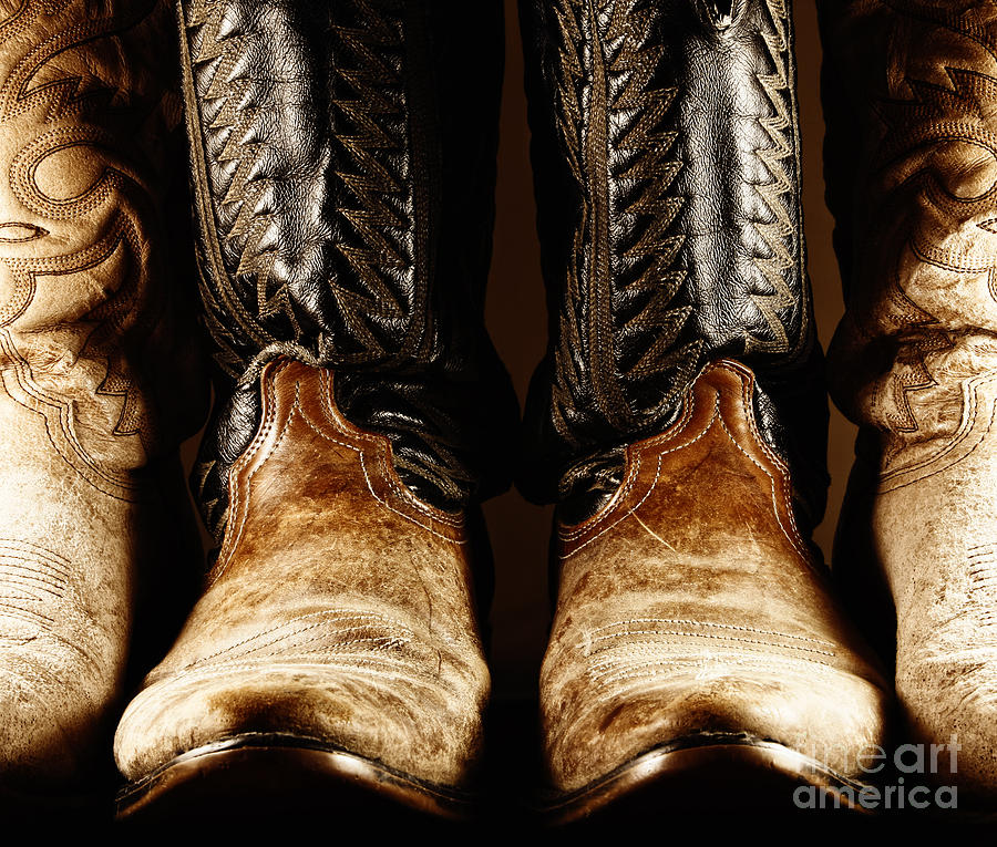 Cowboy Boots in High Contrast Light Photograph by Lincoln Rogers