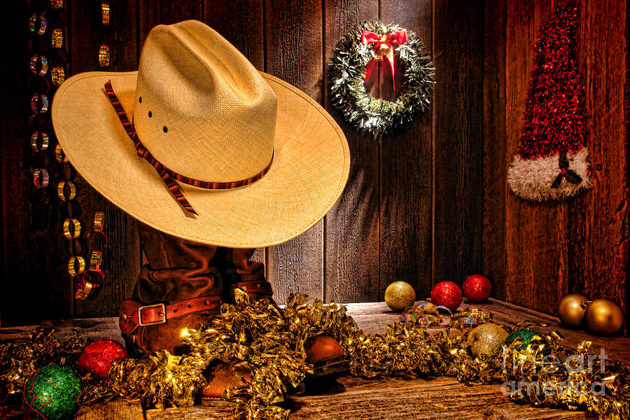 Christmas Photograph - Cowboy Christmas Party by Olivier Le Queinec
