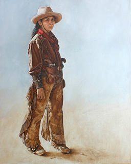 Portrait Painting - Cowboy Girl by K Henderson