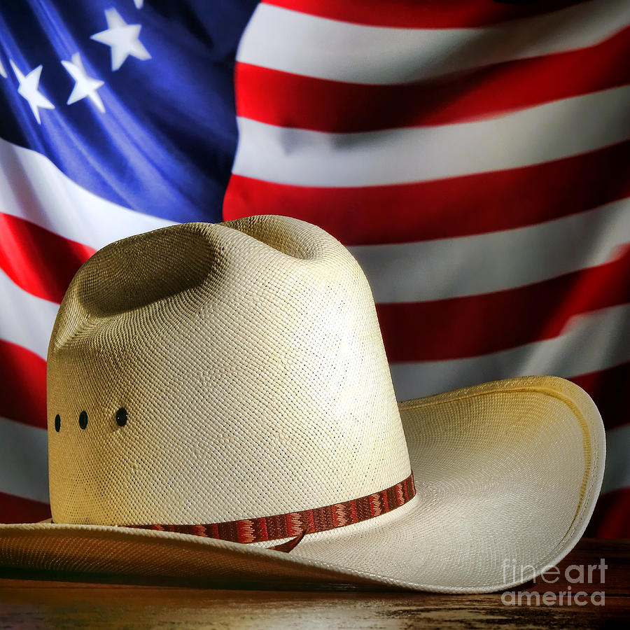 Cowboy Hat And American Flag Photograph by American West Decor By ...