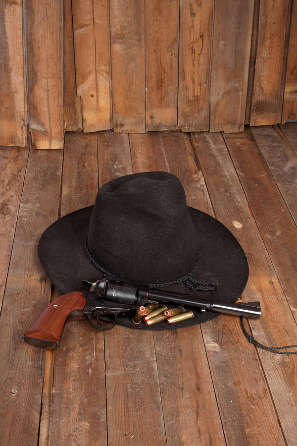 Hat Photograph - Cowboy Hat and Gun by Scott Sanders