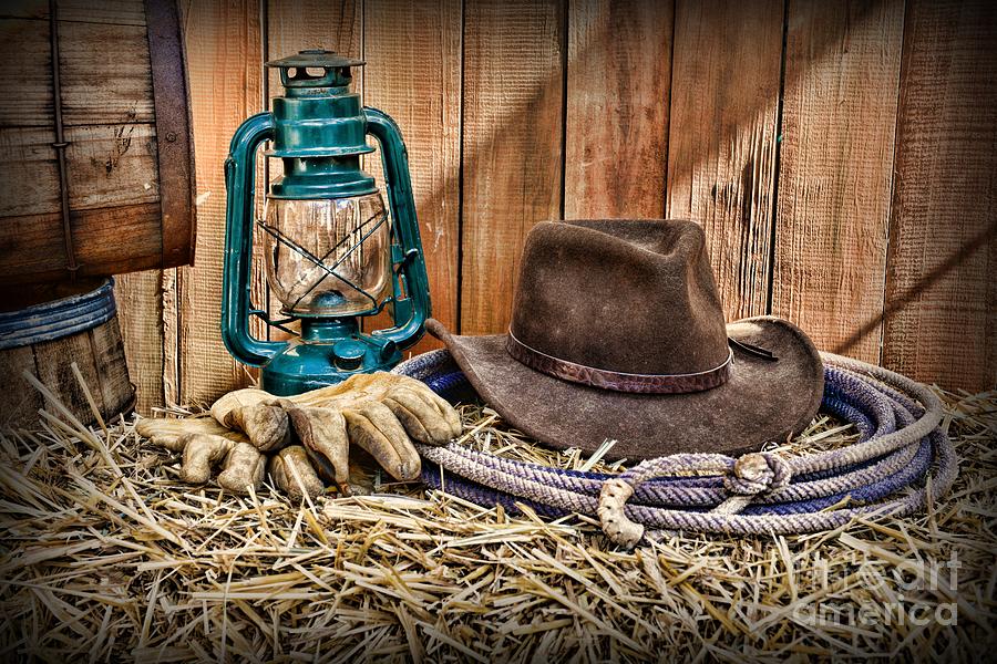 Cowboy Hat and Rodeo Lasso Photograph by Paul Ward