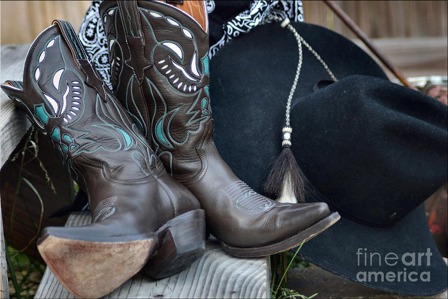 Boot Photograph - Cowboy Hat And Cowgirl Boots by Luv Photography