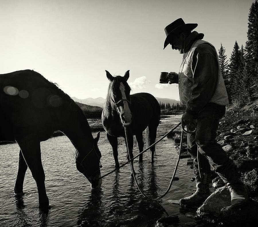Cowboy Having His Morning Coffee Photograph by Deb Garside
