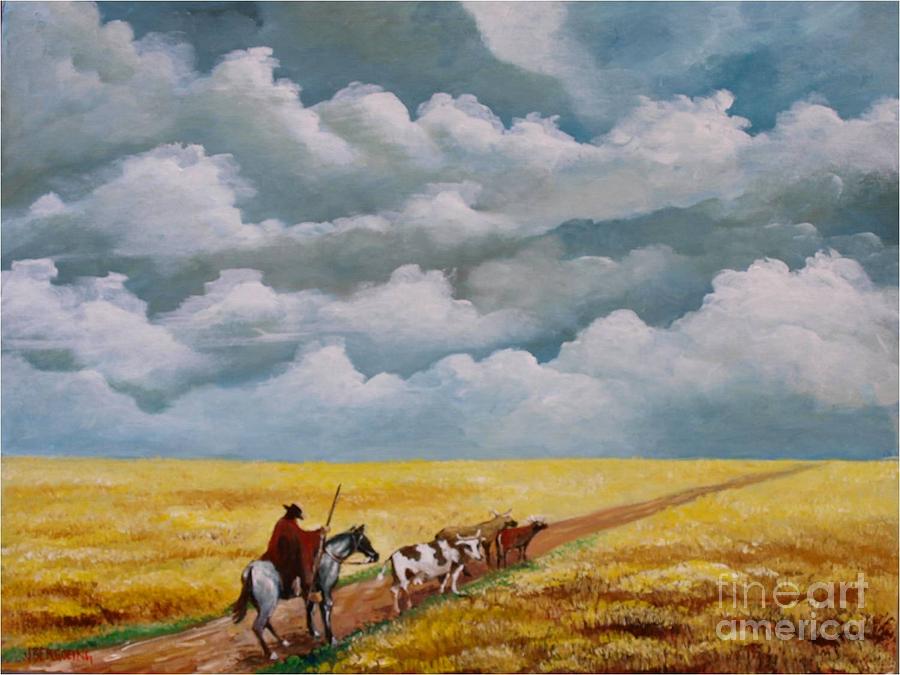 Cowboy in the Pampa Painting by Jean Pierre Bergoeing