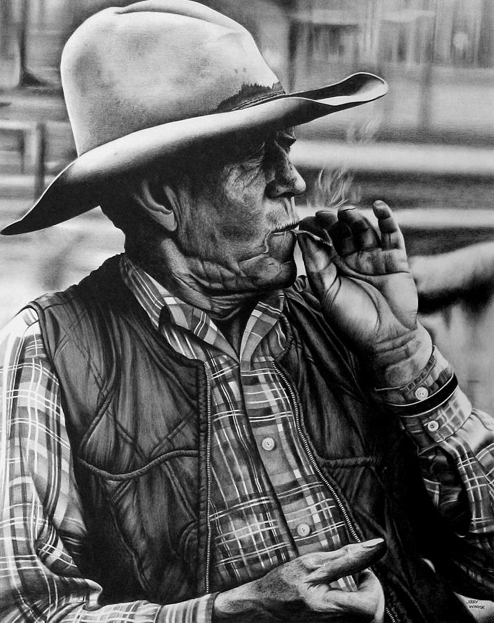 Cowboy Drawing by Jerry Winick
