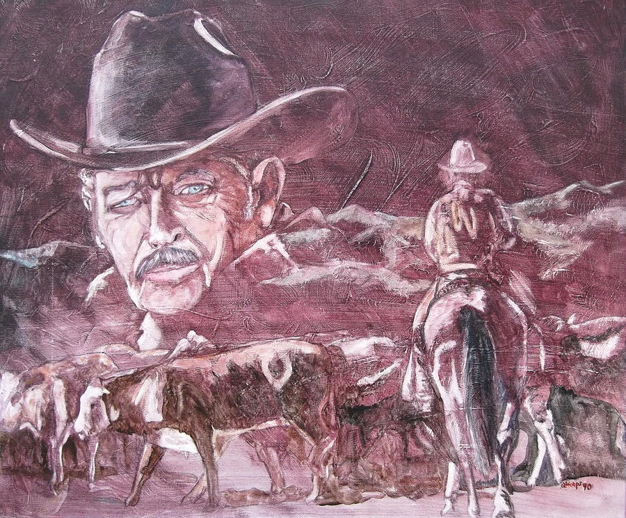 Cowboy Painting by Leslie Hoops-Wallace