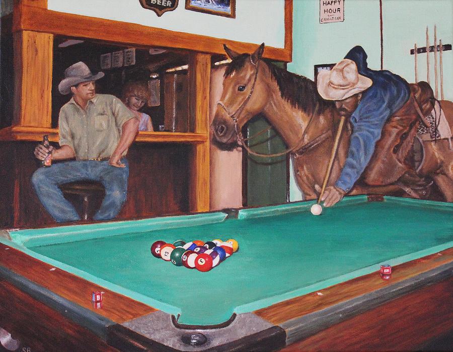 Cowboy pooling Painting by Sabina Bonifazi
