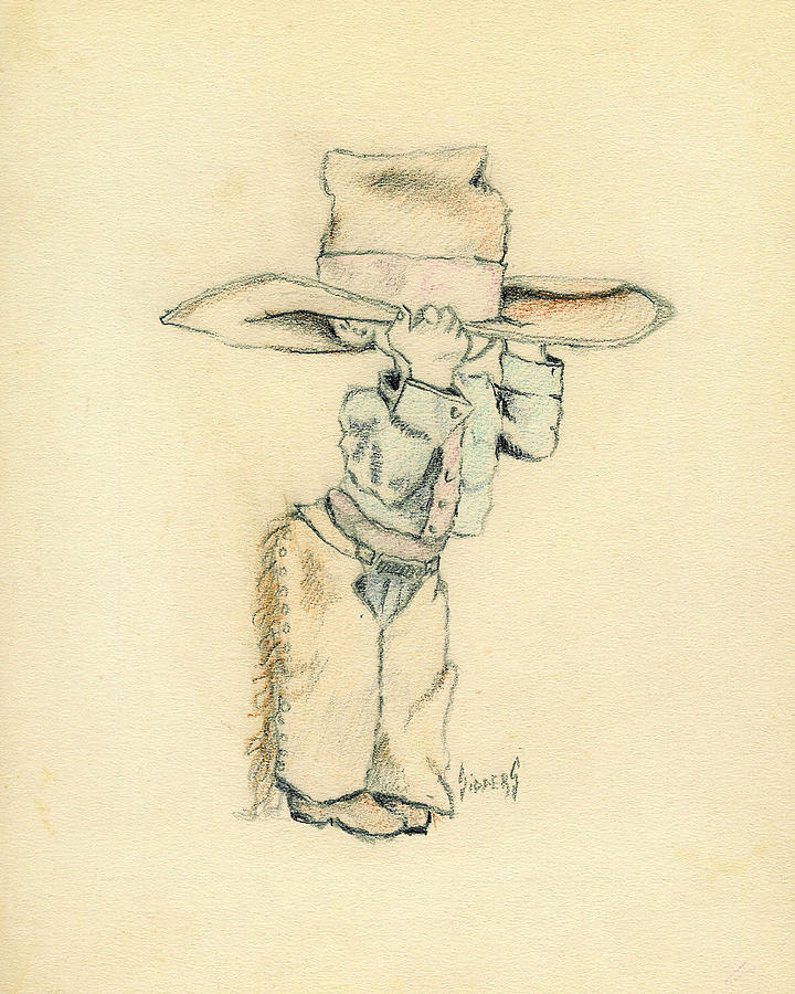 Cowboy Drawing by Sam Sidders