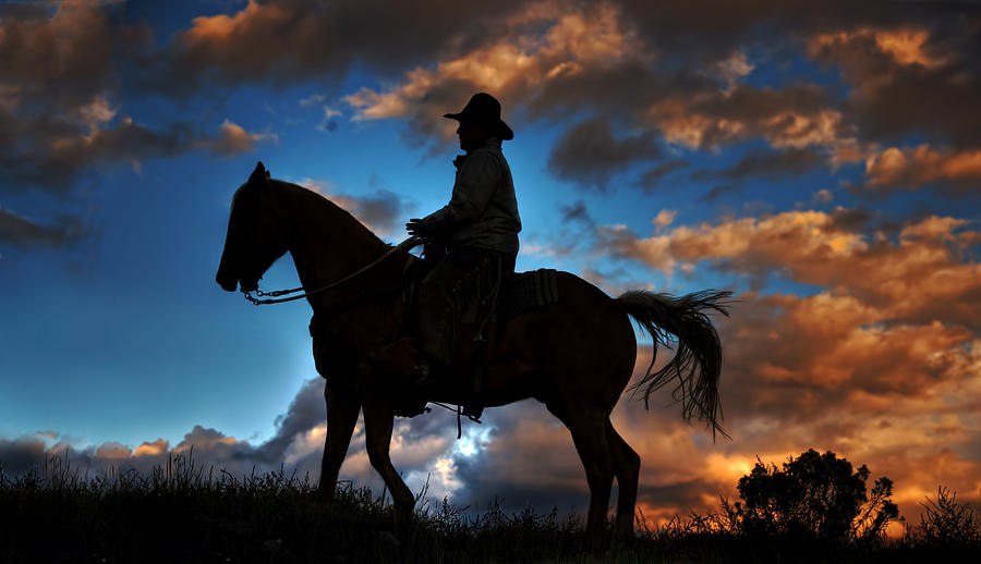 Cowboy Silhouette Photograph by Ken Smith