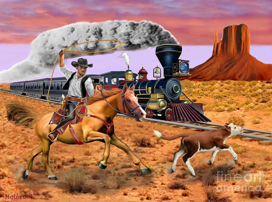 Cowboy To The Rescue Digital Art by Glenn Holbrook