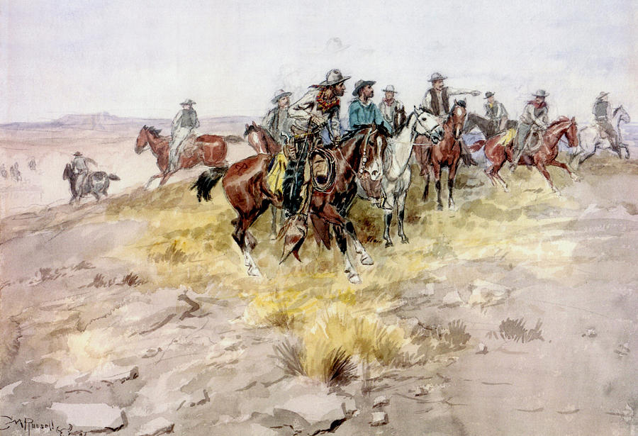 Cowboys Digital Art by Charles Russell