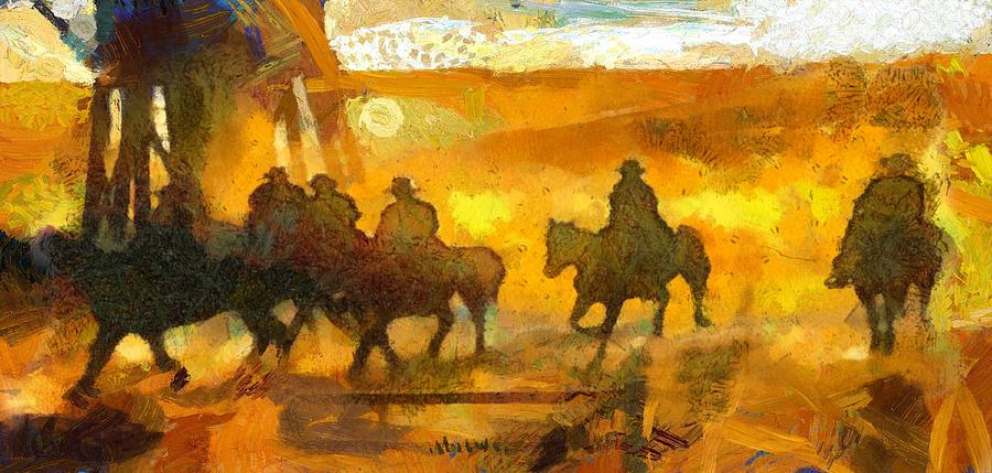 Cowboys love to ride Digital Art by Carrie OBrien Sibley
