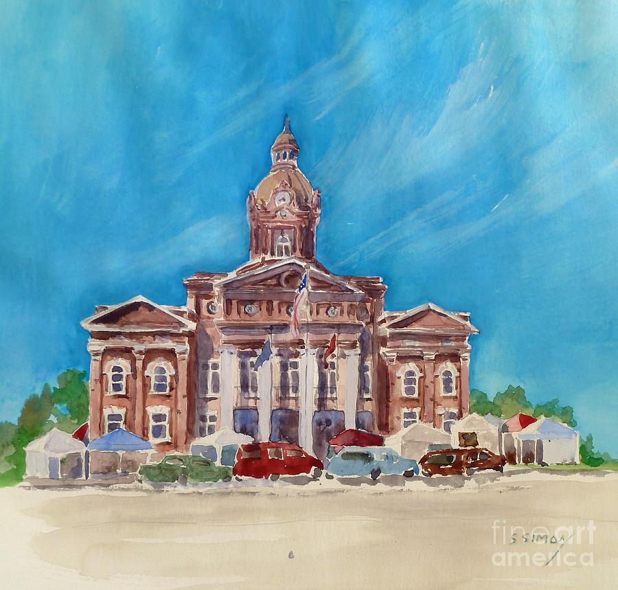 Coweta County Courthouse Painting Painting by Sally Simon