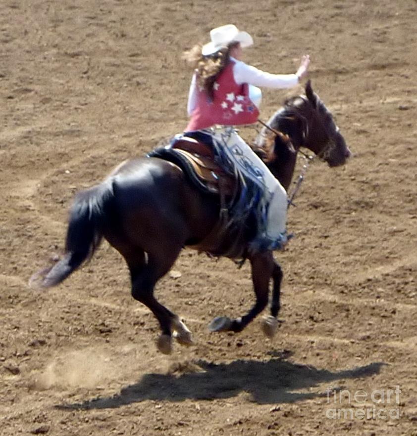 Cowgirl and Horse Catch Air Photograph by Susan Garren