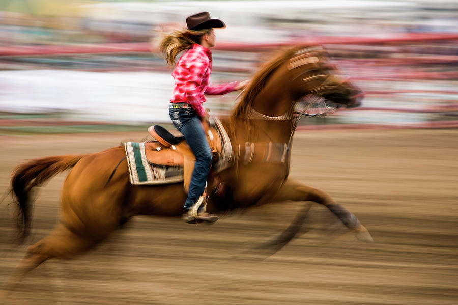Fourth Of July Photograph - Cowgirl Riding Horse, Pagosa Springs by Steele Burrow