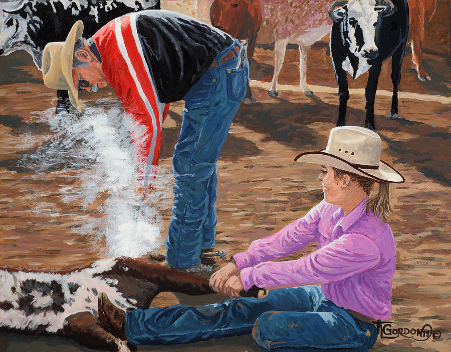 Cowgirls Do It Too Painting by Timithy L Gordon