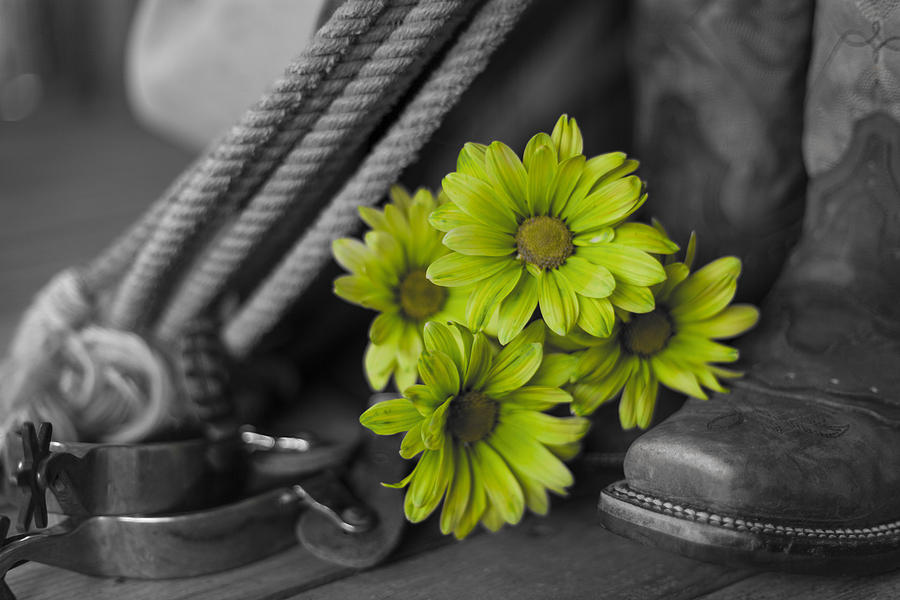 Cowgirls Gear With Green Flowers Photograph by Amber Kresge
