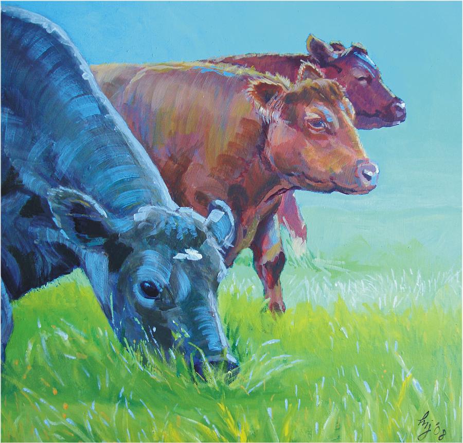 Cows Painting by Mike Jory