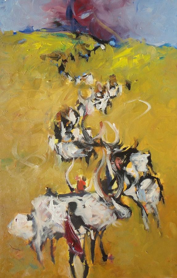 Cows Painting by Negoud Dahab - Fine Art America