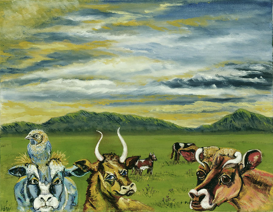 Cows of a Different Color Painting by Susan Culver