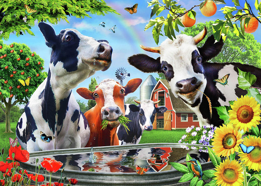 Cows Paradise Painting by MGL Meiklejohn Graphics Licensing