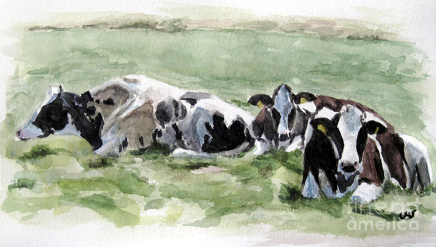 Cows Painting by Ulrike Miesen-Schuermann