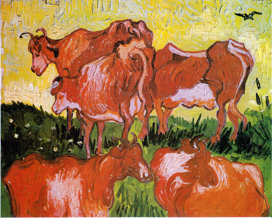 Cows Digital Art by Vincent Van Gogh
