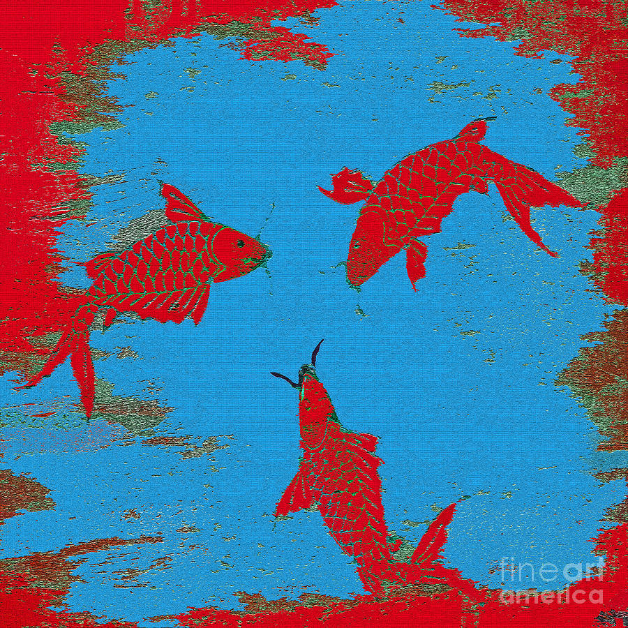 Koi Fish Red Painting by Saundra Myles