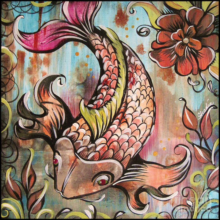 Koi Painting - Coy Koi by Shadia Derbyshire