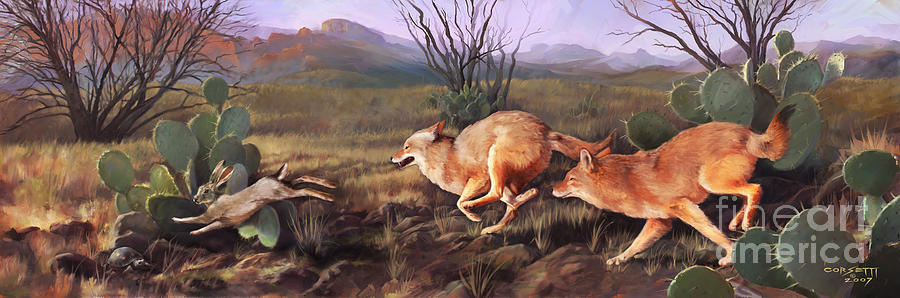 Tree Painting - Coyote Run by Robert Corsetti