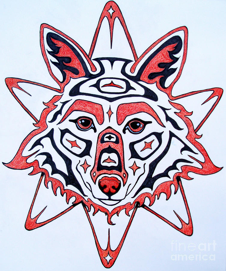 Fox Drawing - Coyote Sun by Joey Nash