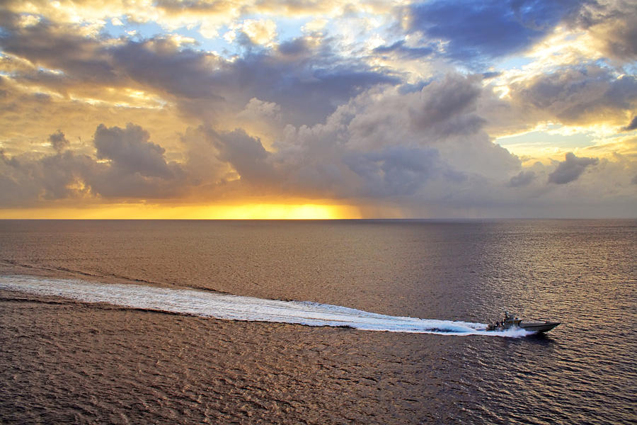 Sunset Photograph - Cozumel Escort Boat by Jason Politte