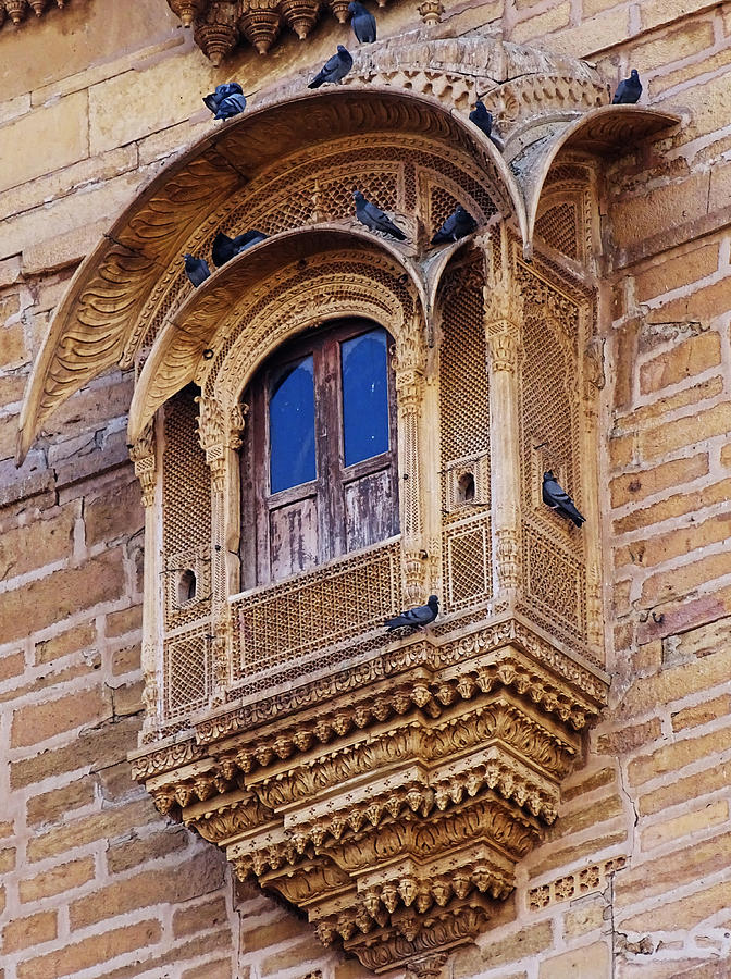 Architecture Photograph - Cozy Ornate Balcony Window Jaisalmer Fort Rajasthan India by Sue Jacobi