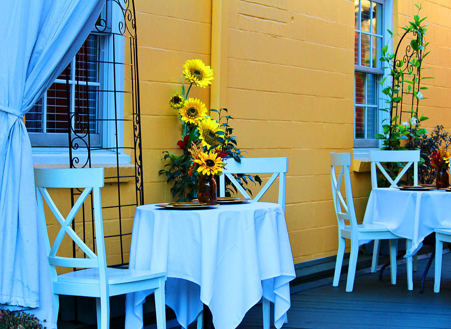 Sunflower Photograph - Cozy Table For Two by Cynthia Guinn