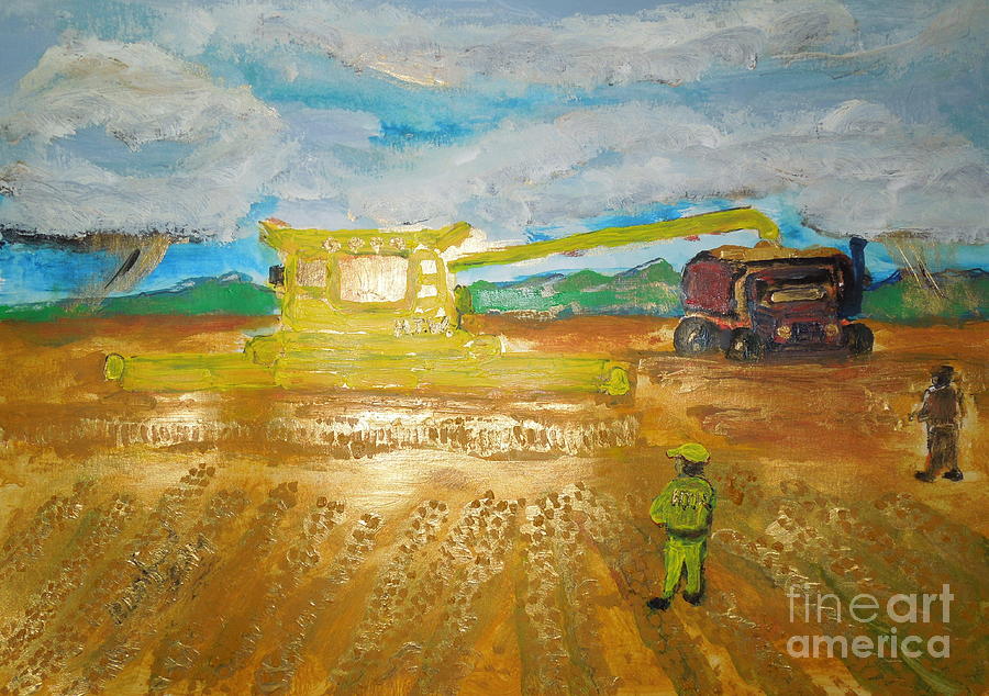 CR9090 Combine Harvester New Holland Worlds Biggest Hasten the Work 1 Painting by Richard W Linford