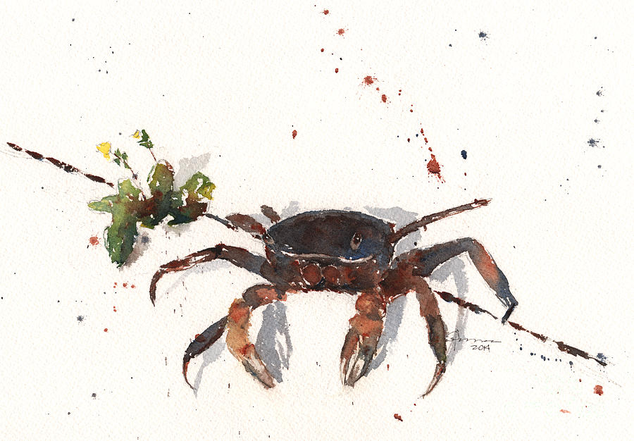 Crab Painting by Claudia Hafner