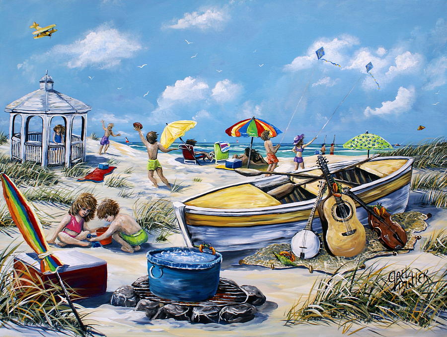 Beach Painting - Crab Pickin by Gail Butler Beach Painting - Crab Pickin by Gail Butler