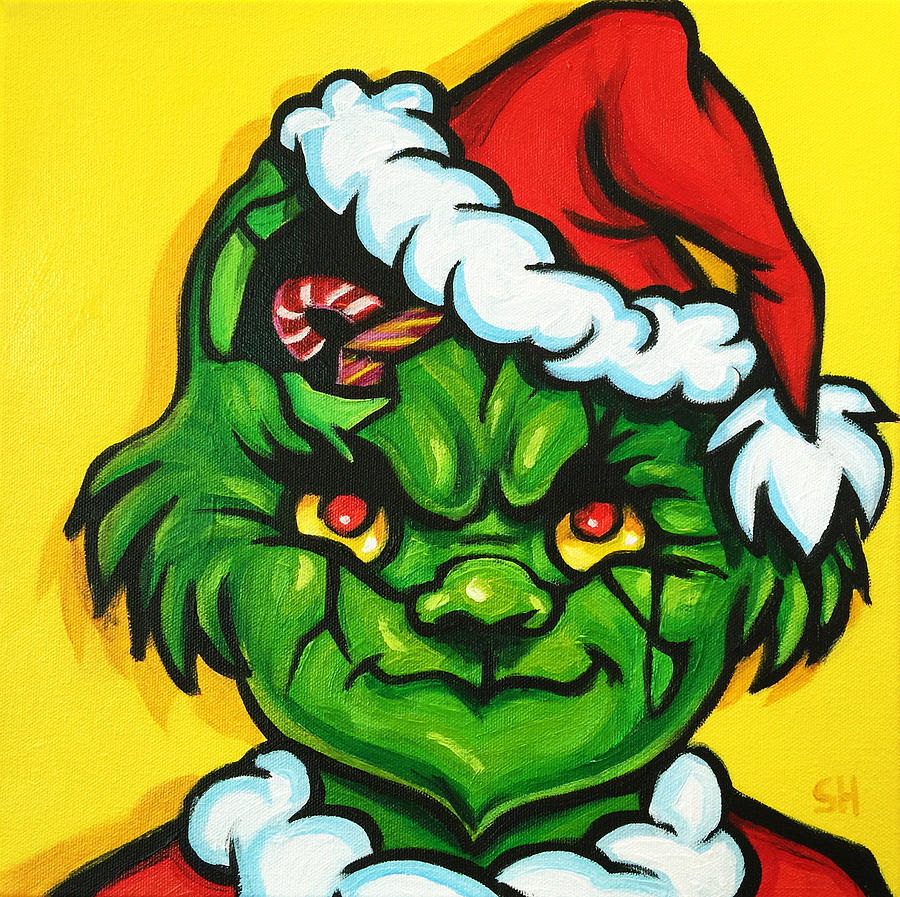 Cracked Grinch Painting by Steve Hunter