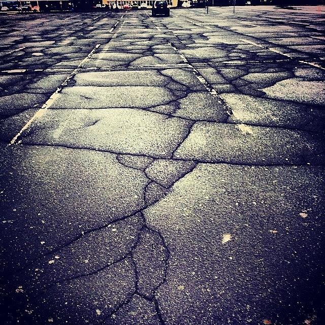 Car Photograph - #cracks #asphalt #parkinglot #car #rain by Christopher Adamo-Rocco