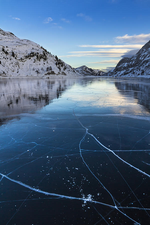 Mountain Photograph - Cracks on Lago di Fedaia DOLOMITI by Hrvoje  Margaretic