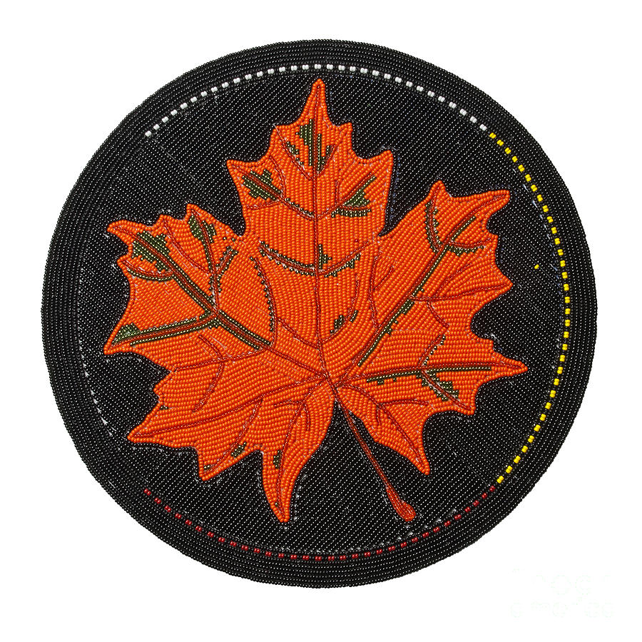 Turtle Digital Art - Cradleboard Beadwork Fall Maple Leaf by Douglas Limon
