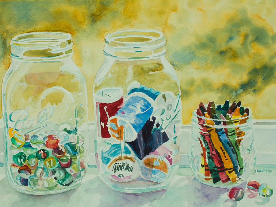 Crayon Painting - Craft Room Pickles by Jenny Armitage