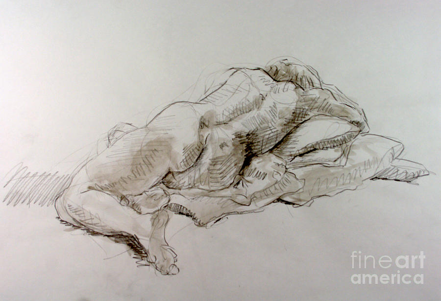 Nude Drawing - Craig weeping by Andy Gordon