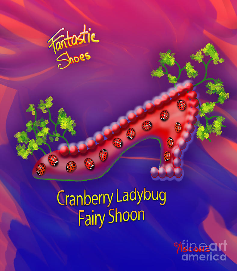 Cranberry Ladybug Painting by Teresa Ascone