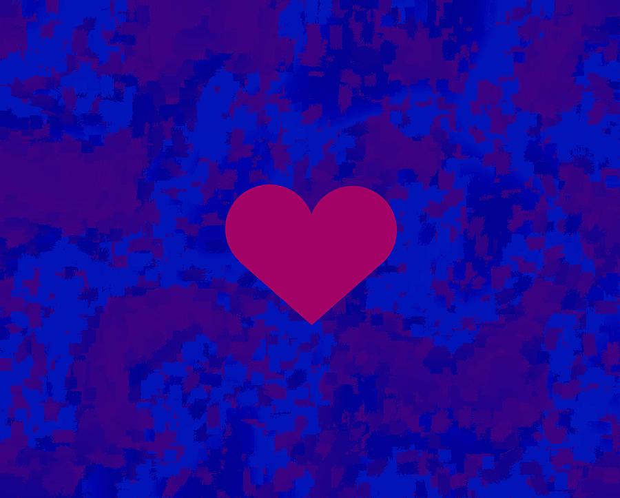 Cranberry Red Heart On Burgundy Blue Valentine Digital Art