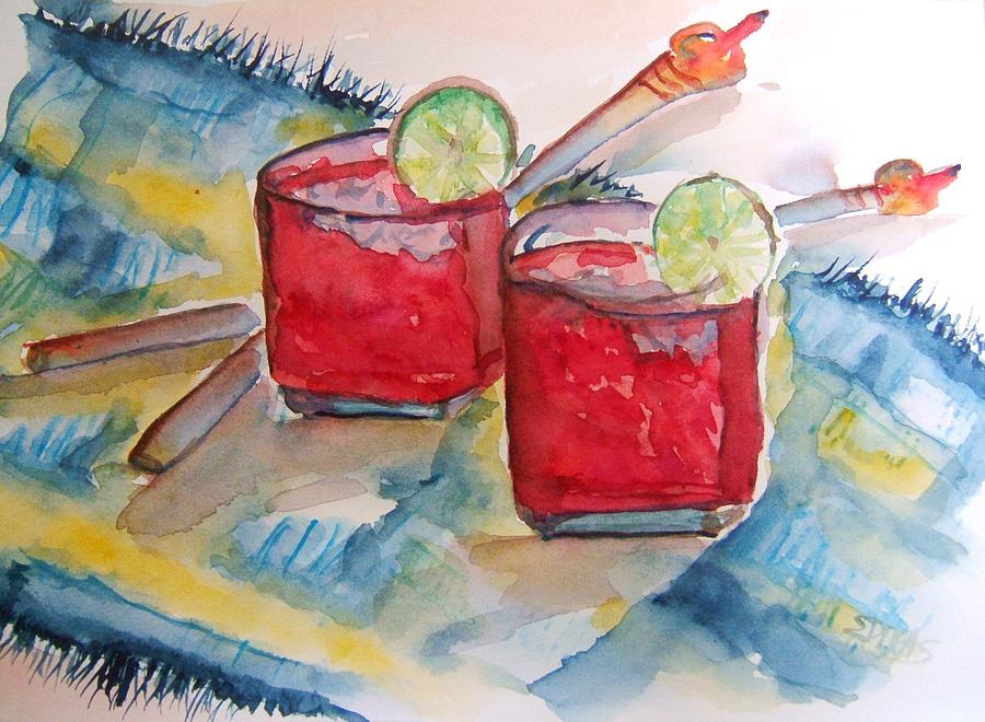 Cranberry with a Splash Painting by Elaine Duras