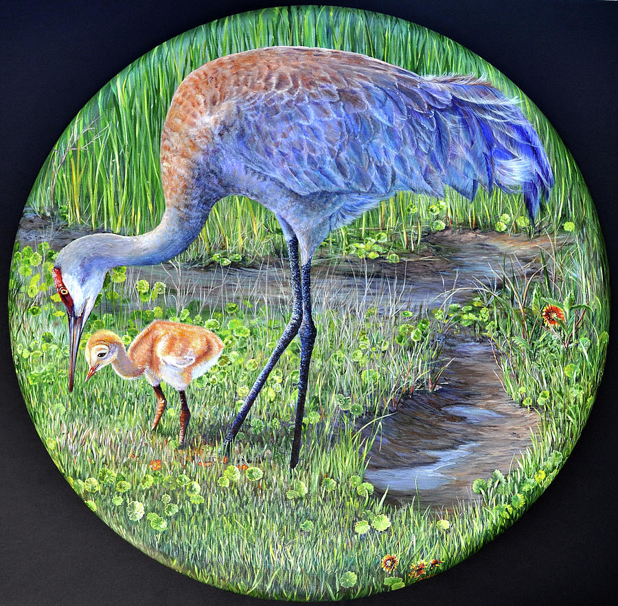 Crane Circle Painting by AnnaJo Vahle