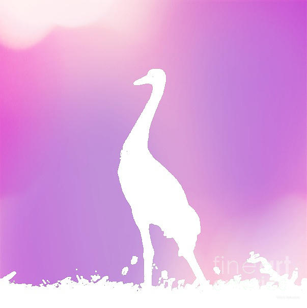 Crane In Soft Purple Digital Art by Anita Lewis