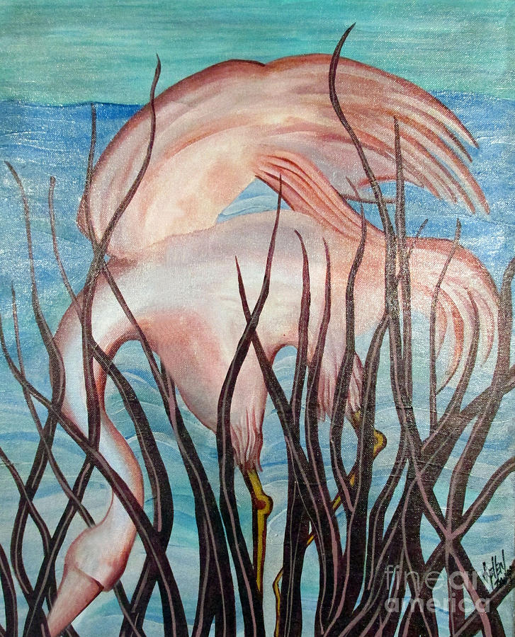 Crane Painting by Lynellen Nielsen